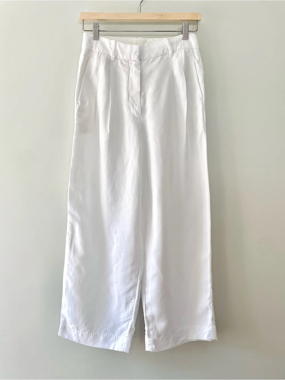 Aritzia Wilfred The Effortless Pant Size 4 White Cruise Linen Wide-Leg Cropped